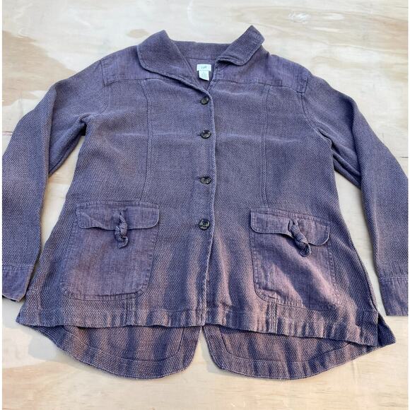 J Jill Women's Brown W/ Pockets Collared Button Down Hemp Jacket,‎ Size L - Picture 2 of 5